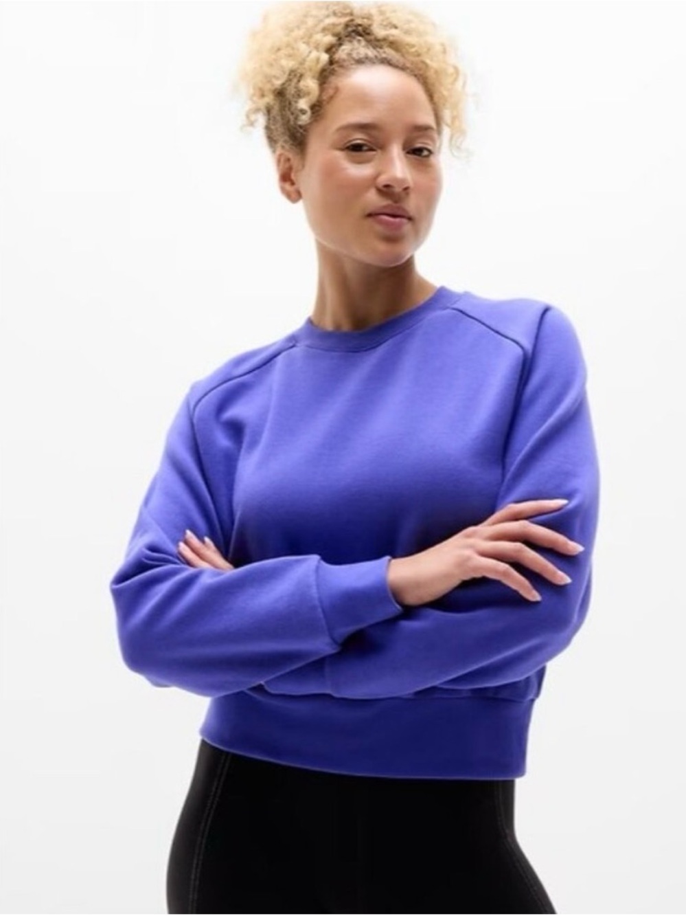 Athleta Forever Fleece Crewneck sweatshirt Borealis size L